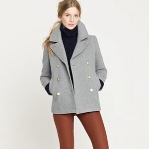 J.Crew Double breasted Gray Wool Blend Peacoat with Gold Buttons Size 4